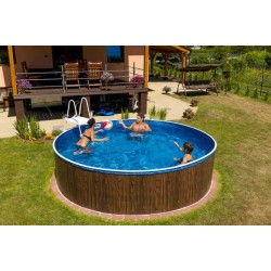  BLU LINE 15FT ROUND WOODEN EFFECT SWIMMING POOL KIT