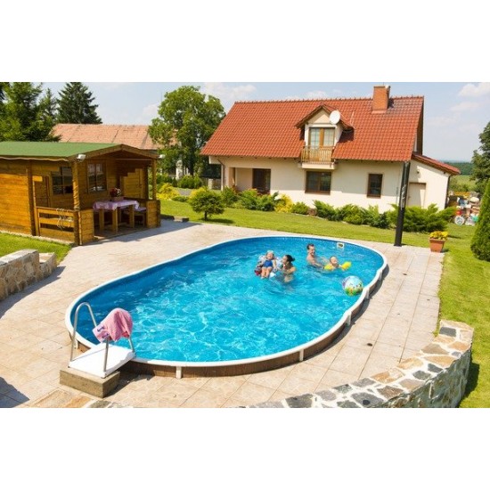  BLU LINE 18X12FT OVAL WOODEN EFFECT HEATED SWIMMING POOL KIT